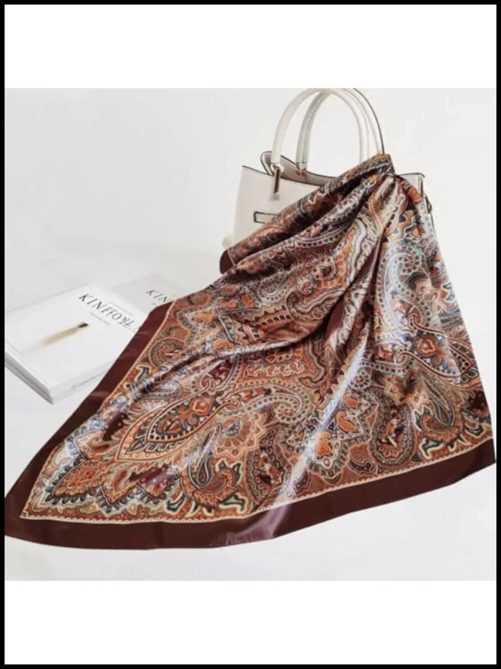 35 inch Satin Scarf Large Square Head Wrap Bandana for Women
